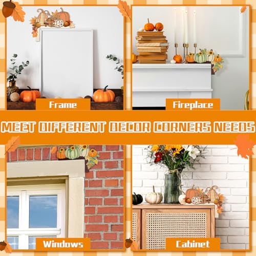Cinnvoice 2 Pcs 7" x 9.8" Wooden Fall Pumpkin Door Corner Decor