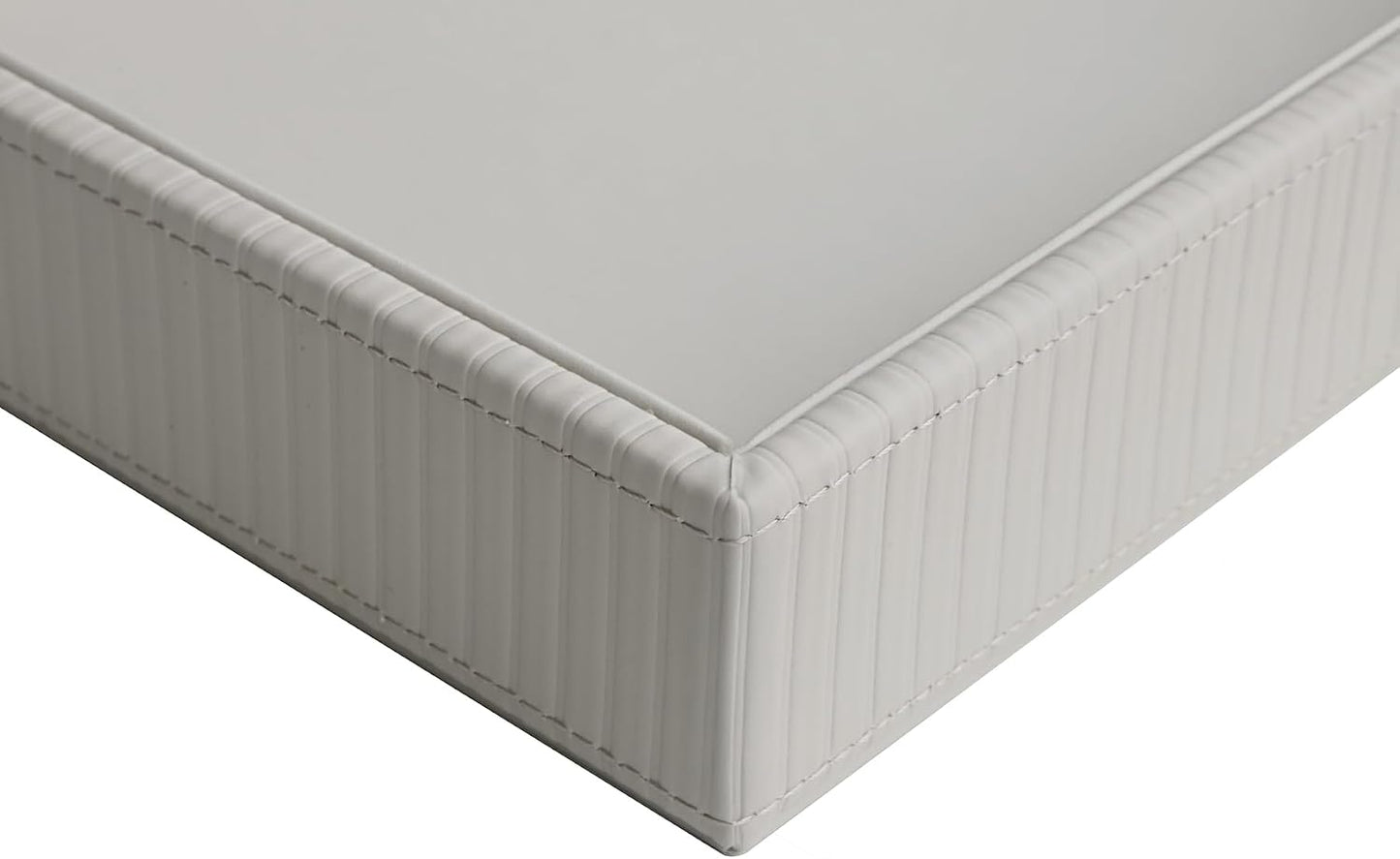 Faux Leather Vanity Tray / Grey Stripe / 10.2 x 8.4 x 1.8