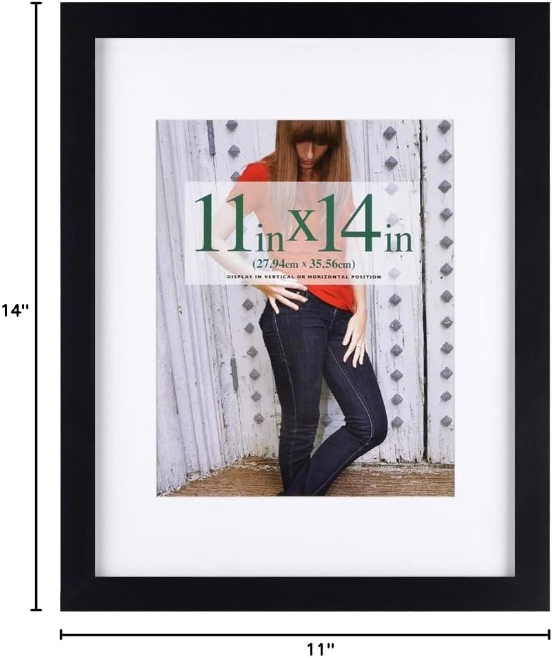 Real Glass Photo Frame / Black / 11 x 14 / Mat