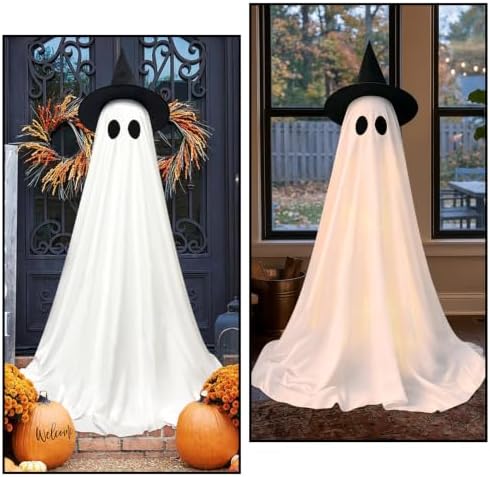 DAZONGE 2-Pack Halloween Ghost Decorations Outdoor with Remote Lights