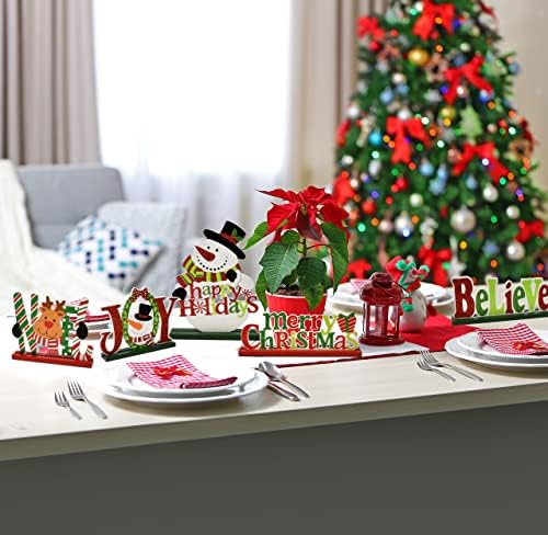 Gift Boutique 6 Christmas Table Signs Decorations Wooden Centerpiece