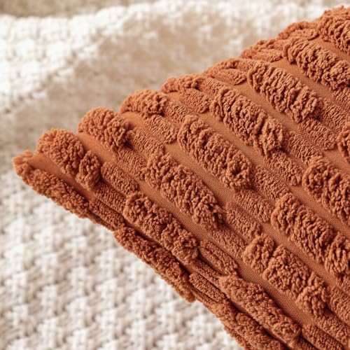 MIULEE Fall Decorative Throw Pillow Covers 18x18 Dark Rust Pack of 2