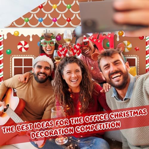 Vitalcozy 4 Pcs Christmas Gingerbread Candy Door Backdrop Decoration, Brown