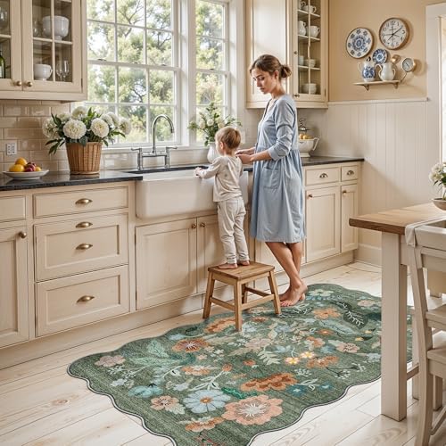 Washable 3x5 Entryway Area Rugs: Ultra Soft Low Pile Carpet for Kitchen Nursery Indoor Light-Weight Doormat Rug with