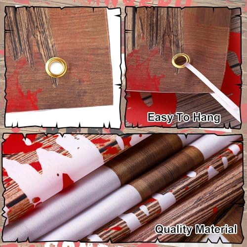 DoubleFill 3 Pcs Halloween Window Door Covers Set Scary Warning Sign