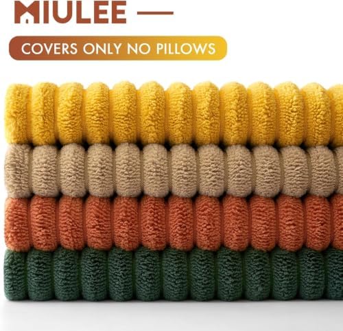 MIULEE Fall Corduroy Decorative Throw Pillow Covers Green-Rust 20x20
