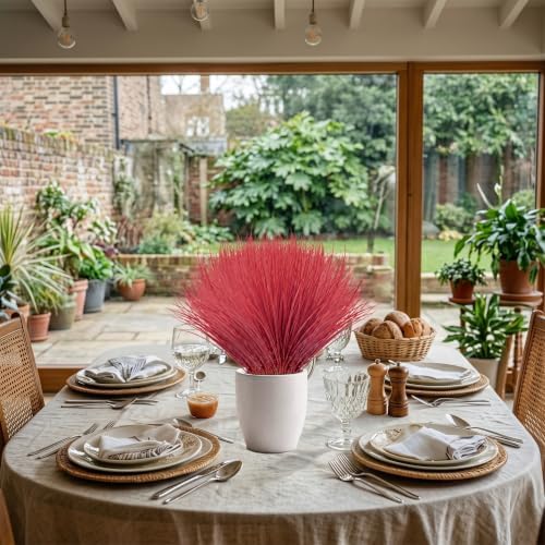 RECUTMS 12Pcs Artificial Grass Plant Fall Greenery Stems Faux Wheat Grass