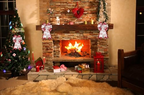 Hying 2 Pieces Christmas Bows for Wreath, Christmas Wreath Bow Glitter Red White Burlap Bows Xmas Snowflake Craft Bows Ornaments for Front Door New Year Christmas Party Decoration Supplies