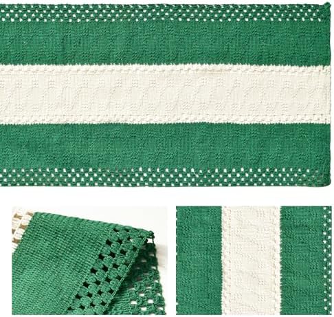 Artoid Mode Emerald Green Farmhouse Woven Table Runner 12x72 Inch