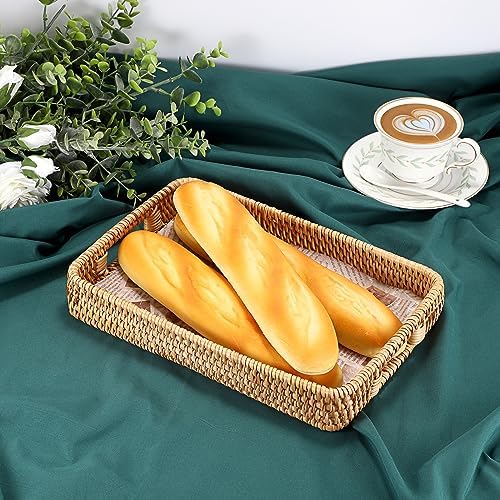 Rattan Serving Tray Hand Woven Tray / 11.8 x 7.8 x 1.9 / Natural Color