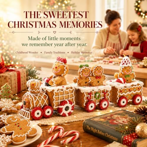 Hodao Christmas Gingerbread Man Train Figurine for Indoor Home Decor