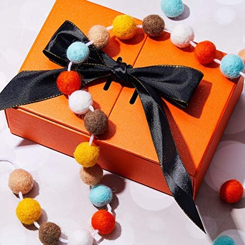 WILLBOND 3 Pieces Felt Pom Ball Garland,Fancy Colors