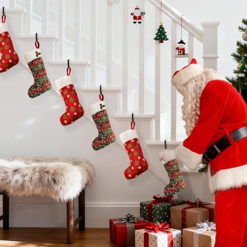 6 PCS Stocking Holders for Mantle,Multi-Use Stocking Holder,No Drilling Required & Adjustable Garland Hanger for Christmas