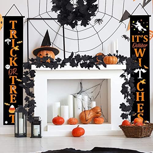RECUTMS 2 Pcs Fall Maple Leaf Garland Hanging Black Decor Fall Leaves Vines