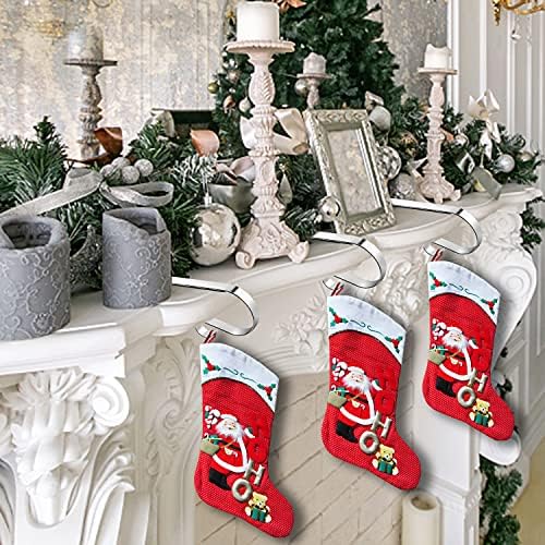 6 Pcs Christmas Stocking Holders Metal Mantel Stocking Hangers Adjustable Hanging Grip Stockings Clip Set (6, Silver)