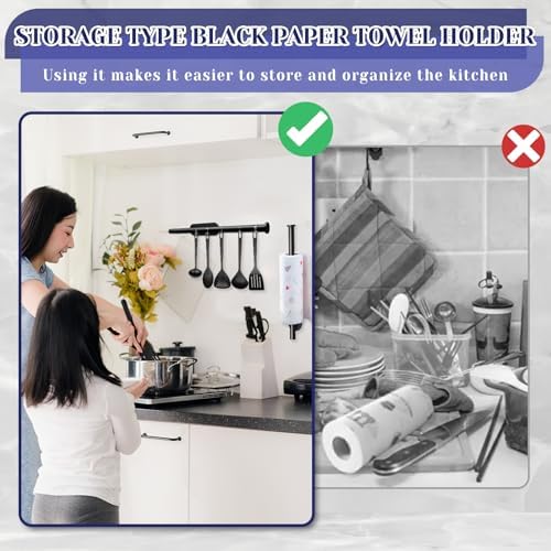 Black Paper Towel Holder, Self Adhesive Paper Towel Holder Under Cabinet