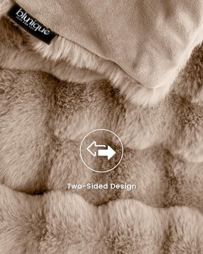 Ultra Soft Cozy Faux Fur Throw Blanket, Fuzzy Plush Thick Bubble Blanket, Oversize Luxury Fluffy Blanket for Couch