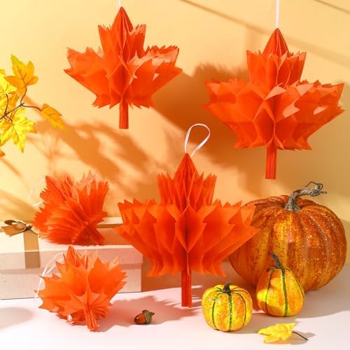 15Pcs Maple Leaf Honeycomb Decorations Fall Thanksgiving Decor