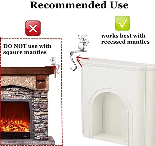 Fonder Mols Christmas Stocking Holders for Mantle, Xmas Fireplace Hanger Hooks Metal Grips Clips (Silver)