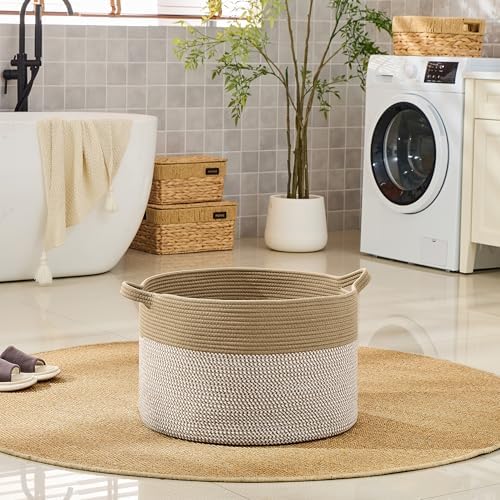 KAKAMAY Large Blanket Basket with Handles, Storage Basket for Living Room