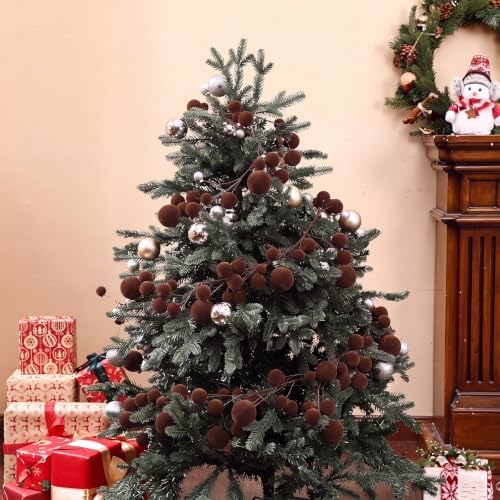 2 Pcs 6 ft Brown Velvet Christmas Ball Ornament Garland