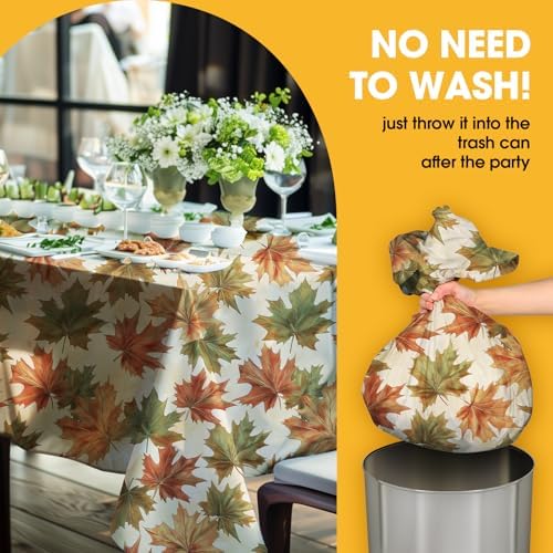 Niuara Fall Maple Plastic Table Cloth Disposable, 4 Pack, 54 x 108 in