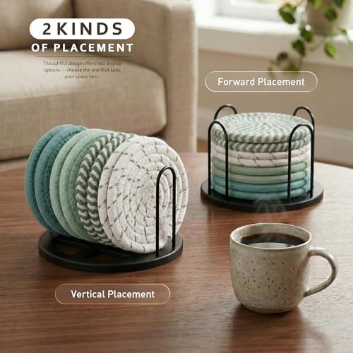 Lazebox Coasters Set of 8 for Drinks, 4 Inch Large Coasters for Coffee Table, Tabletop Protection for Hot & Cold