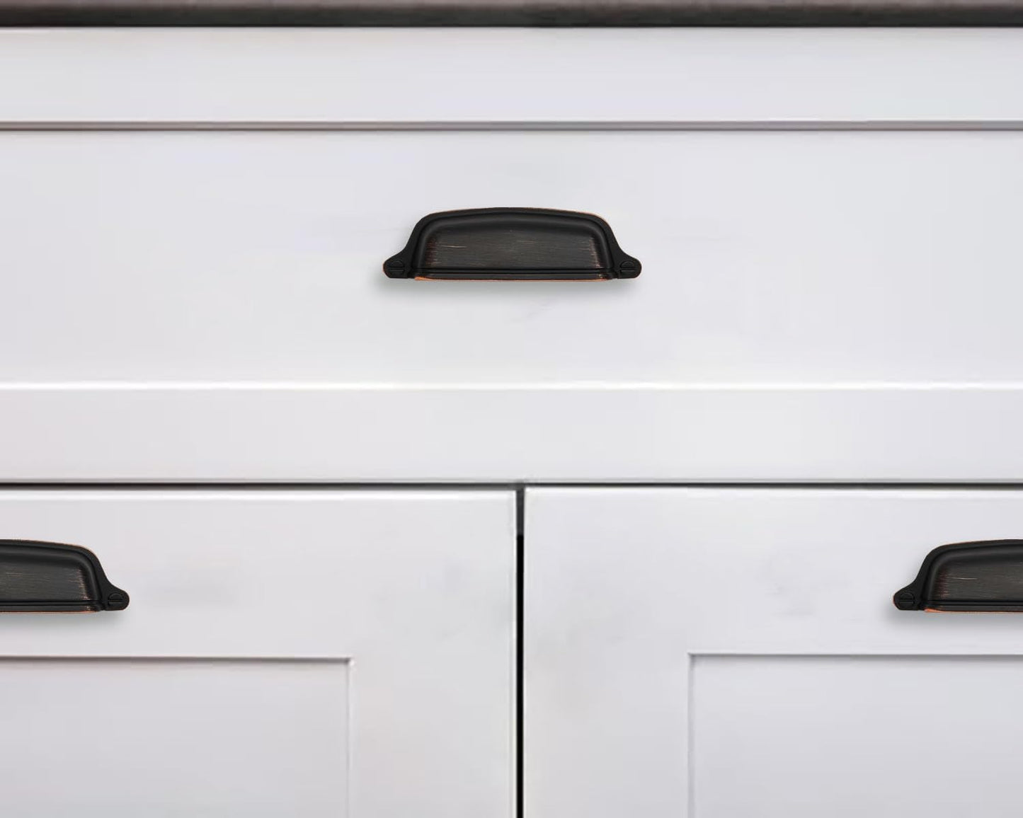 1/ Drawer Pulls Brushed Cabinet Cup / Cup Pulls 2-1/2 Inch Hole Center / Oil Rubbed Bronze / 2 Inch