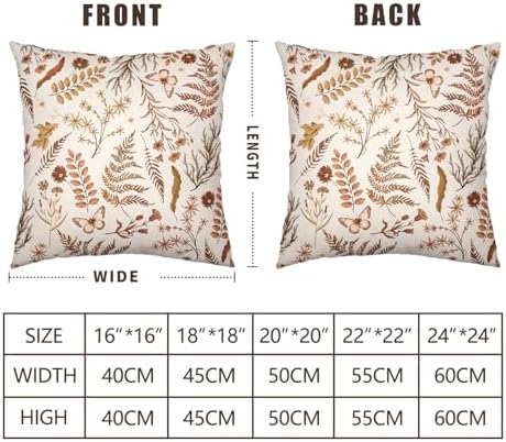 Burnt Orange Fall Floral Pillow Covers 24x24 Set of 2 Seasonal Autumn Wildflower Rustic Outdoor Throw Pillow Covers Thanksgiving Cushion Case for Farmhouse Living Room Decor