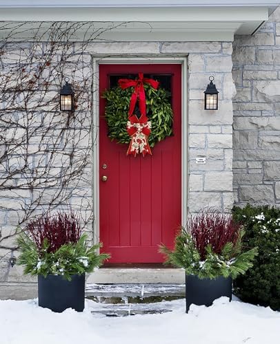 Estivaux 2 Pieces Christmas Bows for Wreath, Merry Christmas Wreath Bows Red Burlap Bows Xmas Craft Bows Ornaments Winter Leaf Flower Tree Bows for Front Door Christmas New Year Decorations