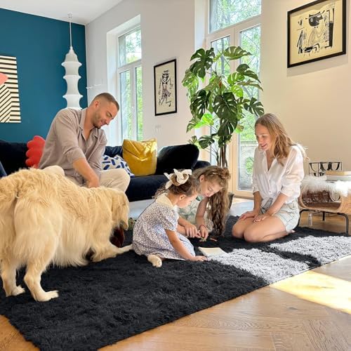 OLANLY 2x2 Machine Washable Small Rug, Soft Fluffy Shaggy Throw Rug for Bedroom, Entryway, Indoor Floor Carpet for