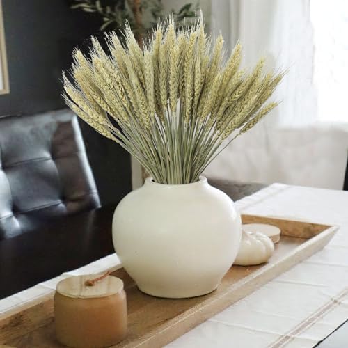 CISDUEO 100 Pcs Dried Wheat Stalks Bundle Grass Natural Green Dried Wheat Sheaves Stems Dried Flowers Arrangement Bouquet for Wedding Party Table Centerpiece Harvest Wreath Boho Decor Farmhouse DIY