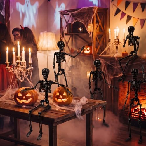 Geelin 6 Pack Halloween Black Skeleton 16" Posable Hanging Decorations