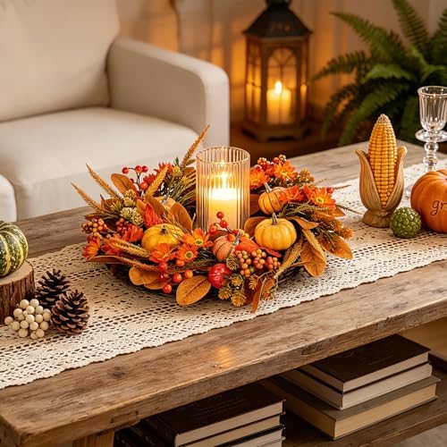 19inch Fall Wreaths Front Door Decor for Thanksgiving Autumn Home Outdoor