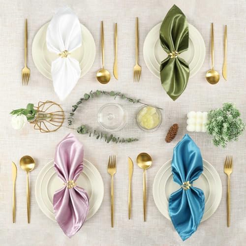 Gold Napkin Rings Set of 12, Solid Zinc Alloy Leaf Table Decor