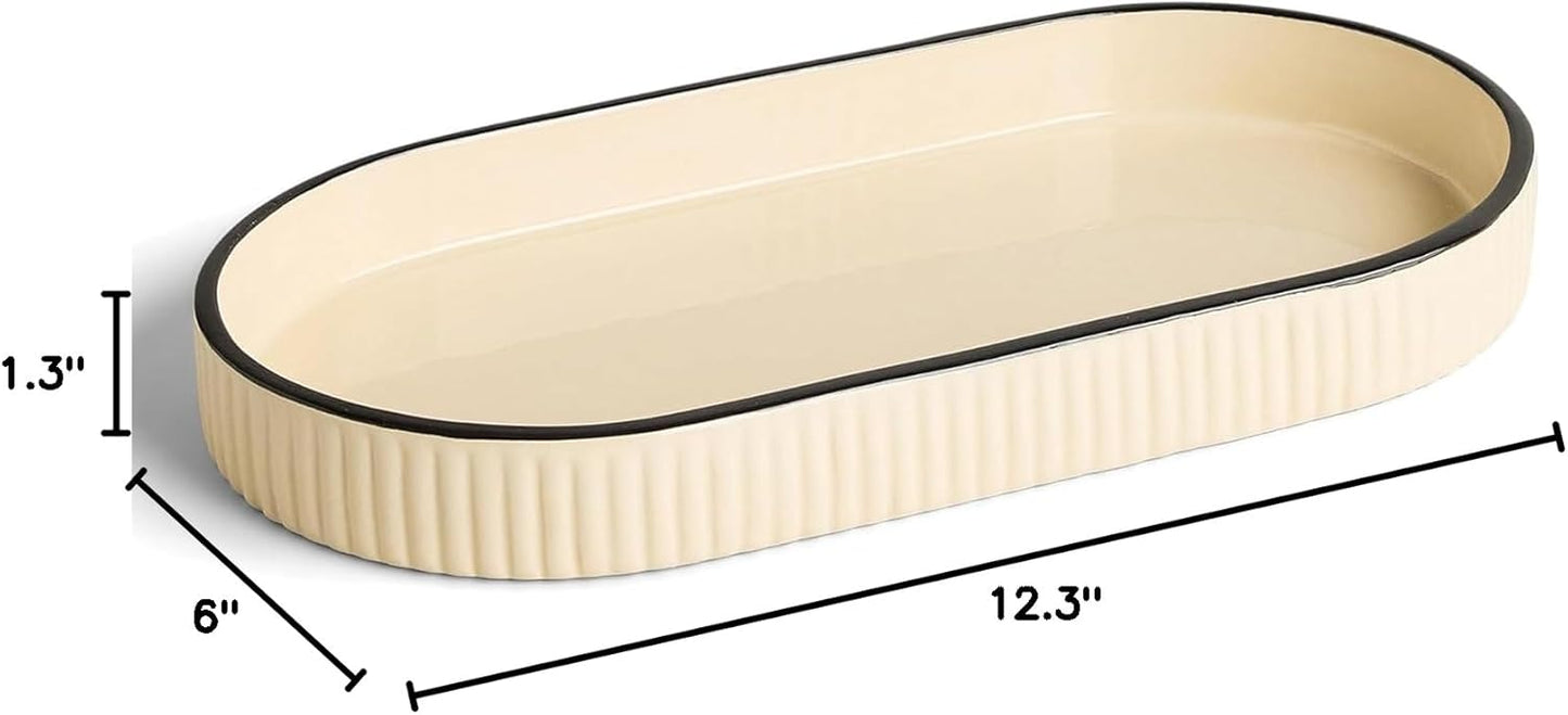 Signature Ceramic Tray / Alabaster / 12.3 x 6 x 1.3