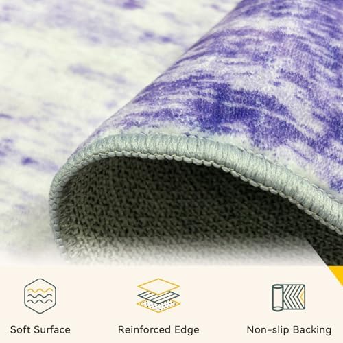 RELEANY Washable Runner 2'x8' Abstract Area Rug for Hallway Purple