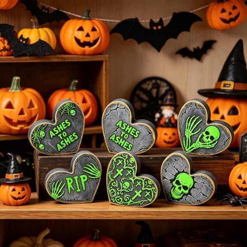 Wooden Heart Halloween Decor Indoor, Halloween Decorations for Home Kitchen