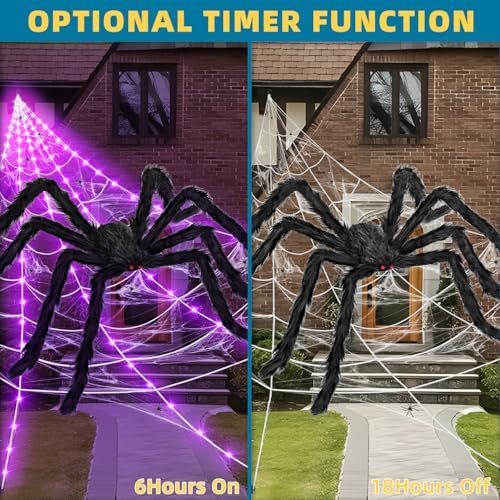 200" Halloween Decorations Light Up Spider Web with 250 LED Lights Decor.