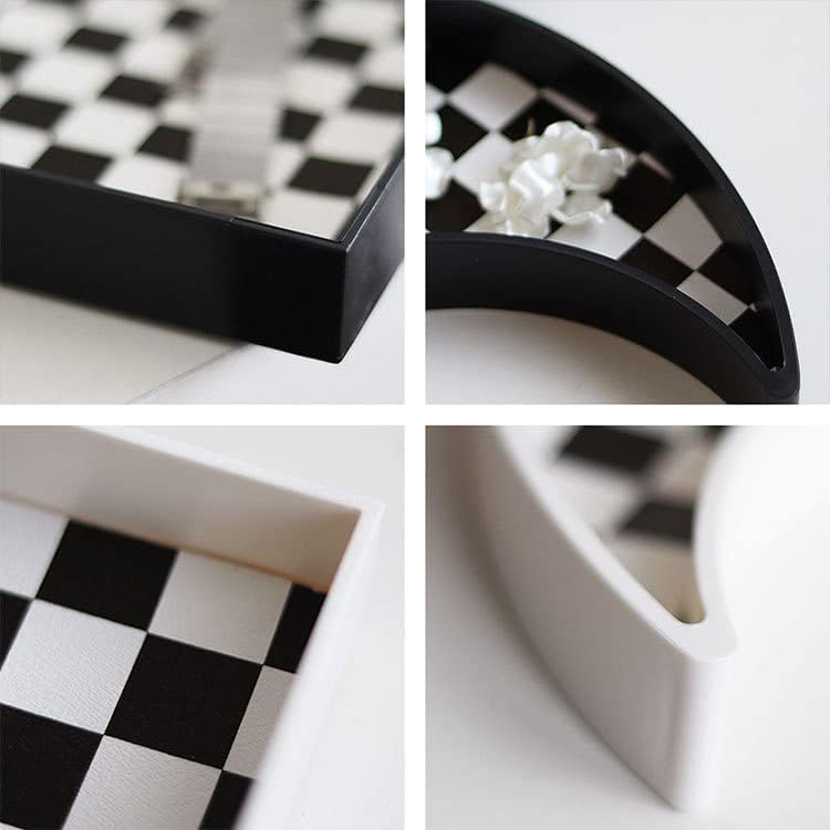 Checkered Decorative Tray / White Checkered