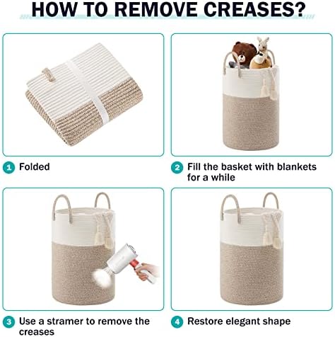 YOUDENOVA Cotton Rope Laundry Hamper Basket, 72L Blanket Basket for Bedroom