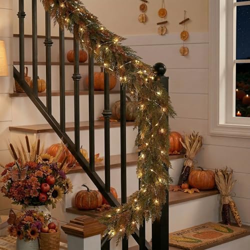 Valery Madelyn 9ft Artificial Norfolk Pine Fall Garland for Mantle