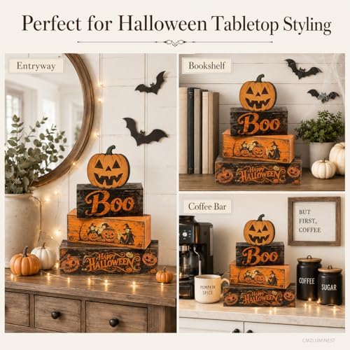 Halloween Pumpkin Decor Indoor, Halloween Table Decorations for Home