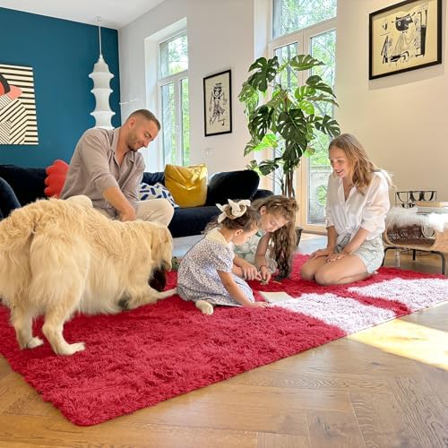 OLANLY 2x4 Machine Washable Runner Rugs for Hallway, Soft Fluffy Shaggy Bedside Rugs for Bedroom, Living Room, Indoor