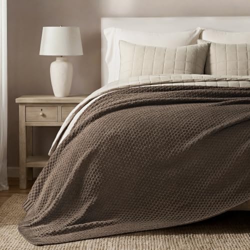 EVERGRACEHOME Chunky Chenille Knit Throw Blanket, 90 x 90, Cocoa Brown