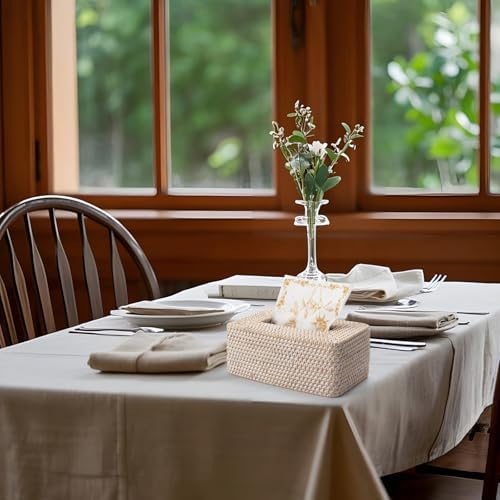 Rattan Tissue Box Cover / Whitewash