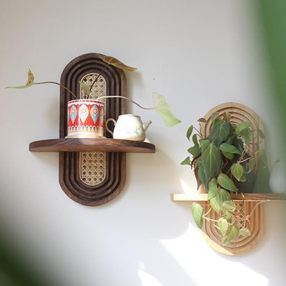 Modern Rattan Wall Shelf / Nature