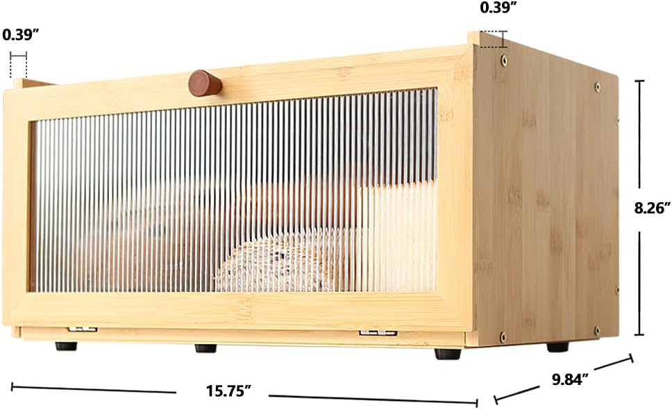 ETMI Bamboo Bread Box for Kitchen Counter-Large Capacity Bread Storage Container Farmhouse Bread Box with Window Bread