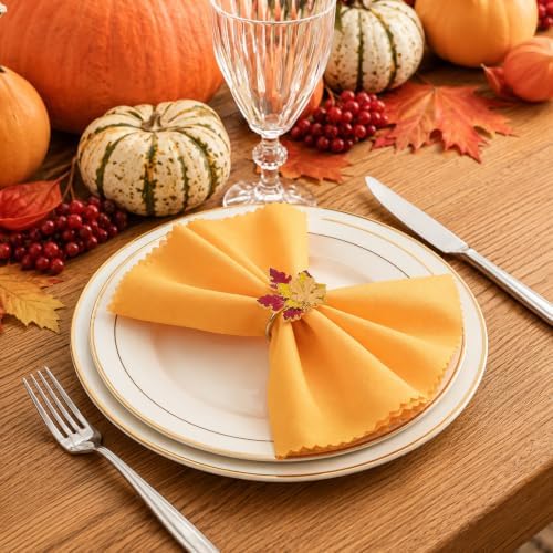 Fall Thanksgiving Cloth Napkins and Napkin Rings, Fall Table Decorations