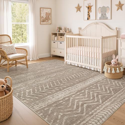 Nakagishi 9x13 Area Rugs Living Room: Washable Boho Large Neutral Soft Farmhouse Area Rugs Stain Resistant Modern